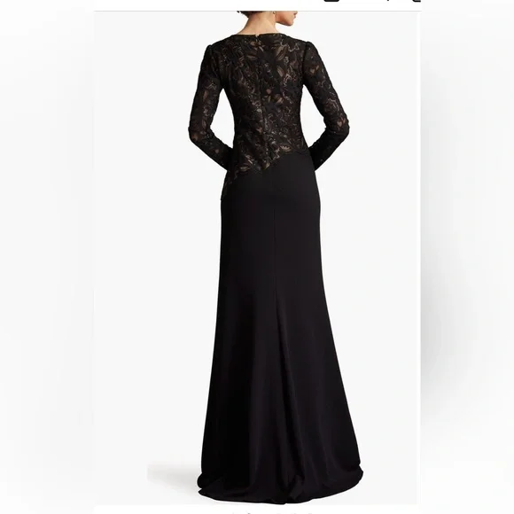 Tadashi Shoji Embroidered Lace Long Sleeve Gown - Picture 2 of 8